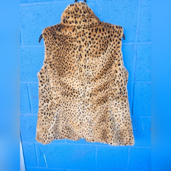 Kristen Blake Woman's Vest Medium FauxFur Animal Print Full Zip Pocket - Picture 10 of 11